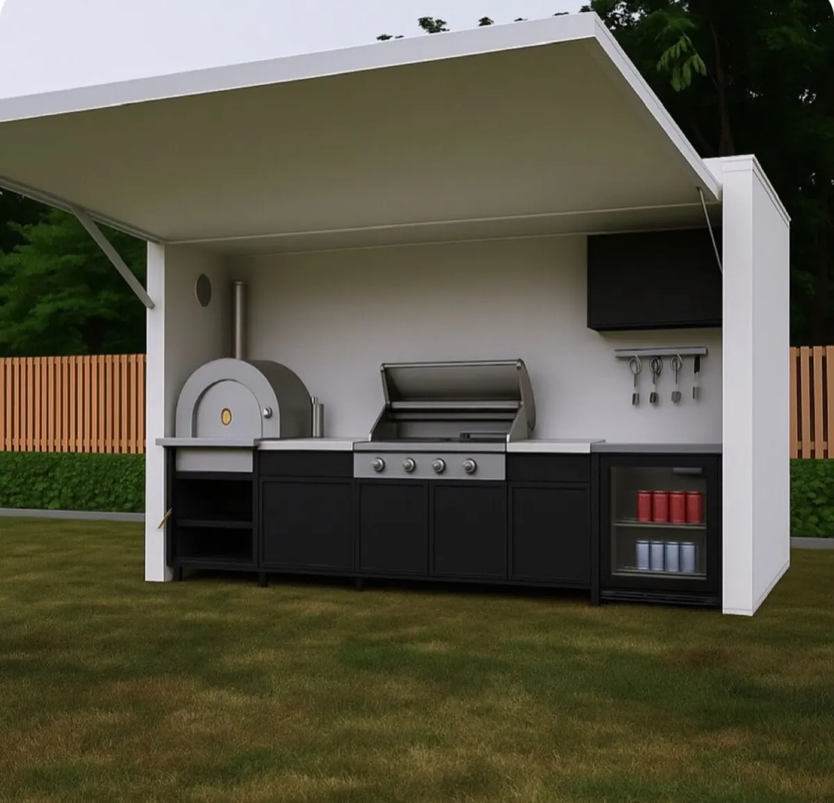 Box cuisine avec four à pizza